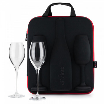 Set de 2 pahare de prosecco sau sampanie cu loc pentru sticla de sampanie in carcasa Elegance