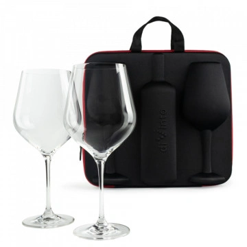 Set de 2 pahare uriase de vin cu loc pentru sticla de vin in carcasa Elegance
