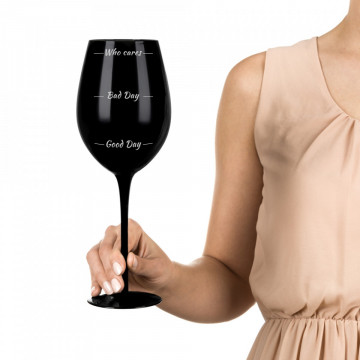 Set de 2 pahare uriase negre Moods de vin cu loc pentru sticla de vin in carcasa Elegance