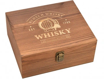 Set de Whisky cu pahar, cuburi de racire inox, in cutie de lemn de pin - Img 7