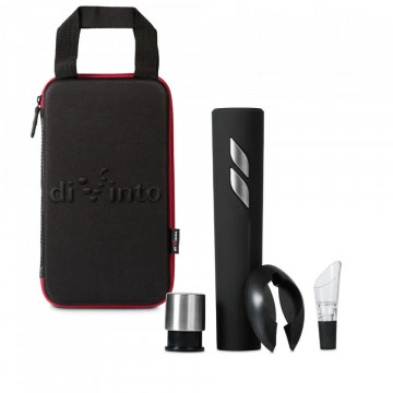 Setul iubitorului de vin - in carcasa Elegance - tirbuson electric, palnie cu aerator de vin, dop de vid
