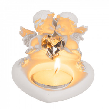 Suport lumanare Love Angel cu inima de cristal
