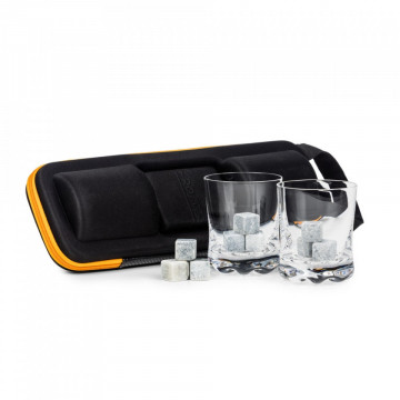 Set 2 pahare de whisky si pietre de racire in carcasa Elegance