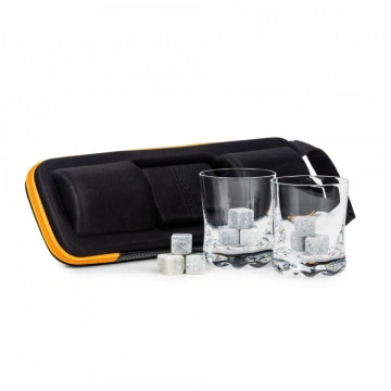 Set 2 pahare de whisky si pietre de racire in carcasa Elegance