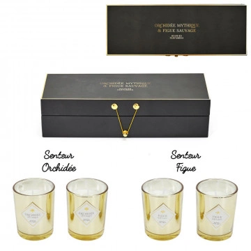 Set 4 lumanari parfumate decor Gingko in cutie neagra - Img 2
