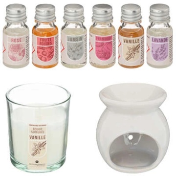 Set aromaterapie 6 sticlute Uleiuri Parfumate vanilate, Sfesnic si Lumanare - Img 2