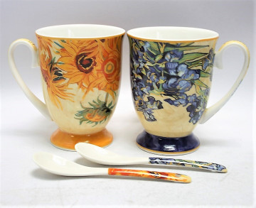 Set cadou 2 cani Van Gogh - Floarea Soarelui si Irisi - 250 ml