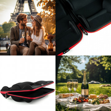 Set de 2 pahare de prosecco sau sampanie cu loc pentru sticla de sampanie in carcasa Elegance