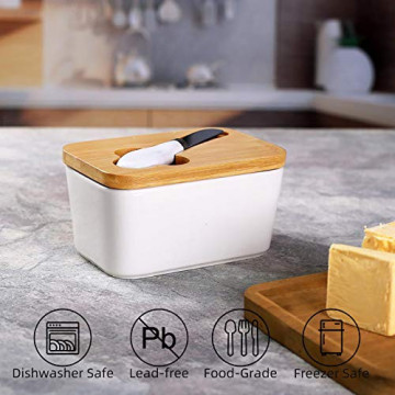 Untiera clasica cu capac din bambus si cutit din inox pentru intins untul