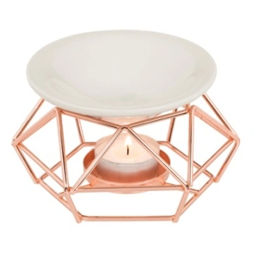 Vas Ceramic Aromaterapie pe Suport Metal Rose Gold