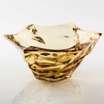 Cristal Bohemia - Platou colectia Elisee chihlimbar 33 cm