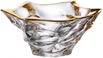 Cristal Bohemia - Platou Elisee Aura cu bordura aurie 33 cm - Img 3
