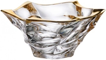 Cristal Bohemia - Platou Elisee Aura cu bordura aurie 33 cm - Img 3