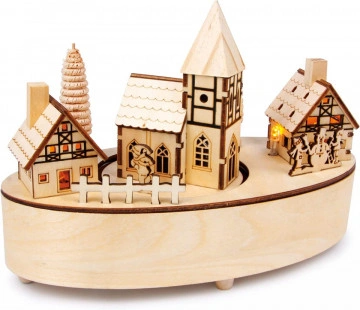 Decor Craciun - Cutie muzicala de lemn cu muzica lumini si miscare Christmas Town - Img 3