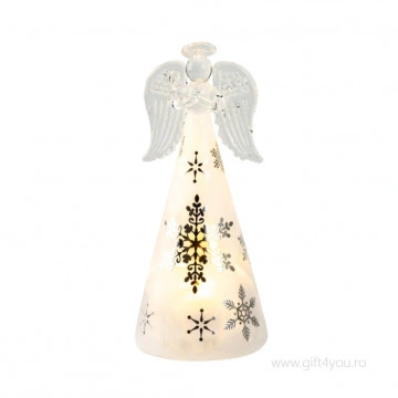 Decor Craciun - Inger de sticla cu lumina LED 16 cm