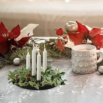 Decor Festiv - Tava metal si 4 Suporturi Magnetice Detasabile pentru Lumanari - Img 2