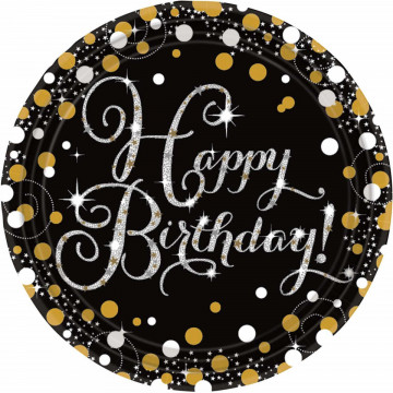 Felicitare aniversara Lux Happy Birthday - Black and Gold