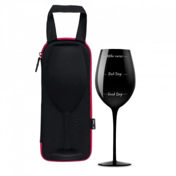 Pahar urias Moods negru de vin in carcasa Elegance