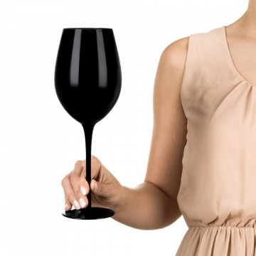 Pahar urias negru de vin in carcasa Elegance