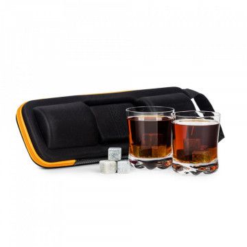 Set 2 pahare de whisky si pietre de racire in carcasa Elegance