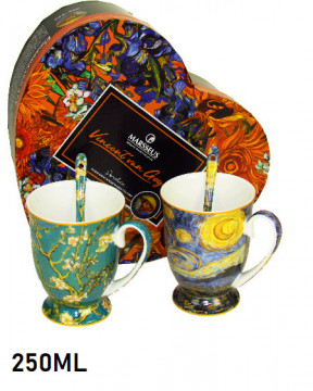 Set cadou 2 cani cu lingurite - Van Gogh - Migdal si Noapte - 250 ml