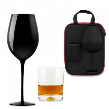 Set de pahar urias negru pentru vin si pahar shot in carcasa Elegance - Img 2