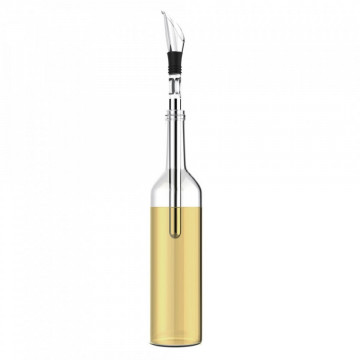 Set de servire vin in carcasa Elegance - tirbuson cu presiune de aer, racitor cu antipicurator, dop de vidare