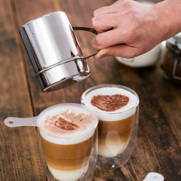 Set decor cafea sabloane + shaker pentru pudrare