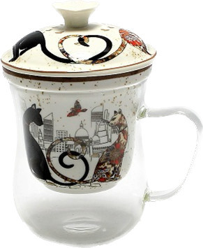 Cana ceai sticla cu infuzor capac City Cats 400 ml