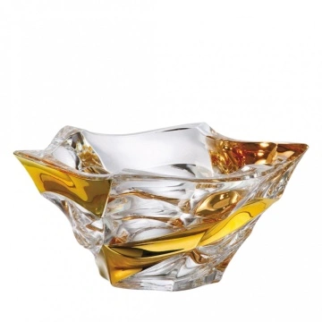 Cristal Bohemia - Platou Elisee Aurora cu flamura aurie 33 cm