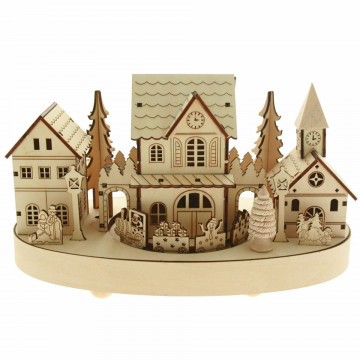 Decor Craciun - Cutie muzicala de lemn cu muzica lumini si miscare Christmas Town