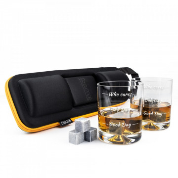 Set 2 pahare de whisky Moods si pietre de racire in carcasa Elegance