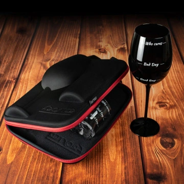 Set de pahar urias Moods negru pentru vin si pahar Moods de whisky in carcasa Elegance