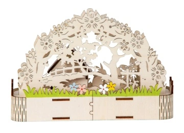 Casuta din lemn decor de Primavara cu lumina LED 23x16 cm - Img 3