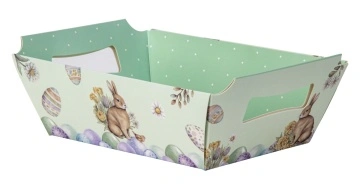 Cos cutie carton pliabila cu decor de Paste 25x18x7,5 cm