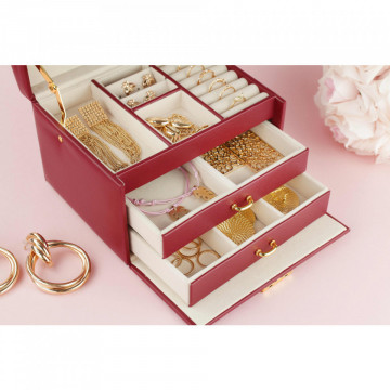 Cutie de bijuterii Organizator MyBeautyCollection Visiniu