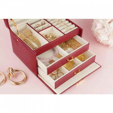 Cutie de bijuterii Organizator MyBeautyCollection Visiniu - Img 3