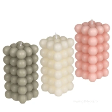 Lumanare Decor Bubble Gri 12 cm