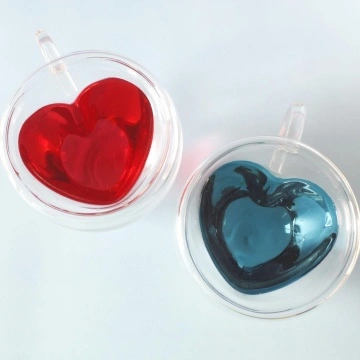 Set 2 cani cu perete dublu in forma de inima 240 ml - Img 3