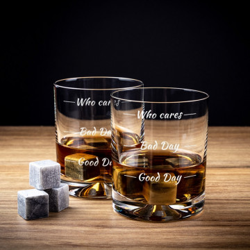 Set 2 pahare de whisky Moods si pietre de racire in carcasa Elegance