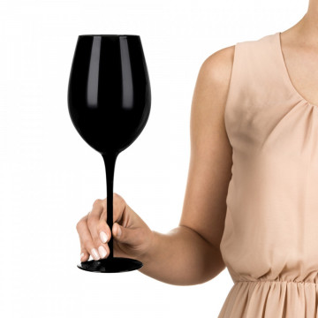 Set de pahar urias negru pentru vin si pahar shot in carcasa Elegance