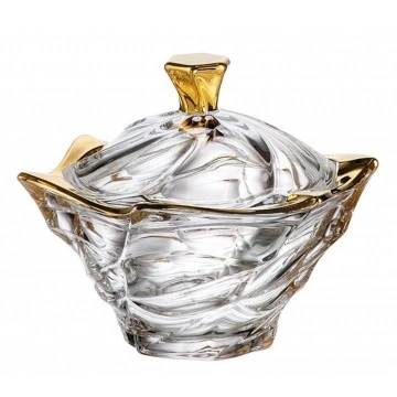 Cristal Bohemia - Caseta de Lux Elisee Aura cu bordura aurie 21 cm
