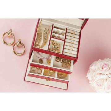 Cutie de bijuterii Organizator MyBeautyCollection Visiniu - Img 4