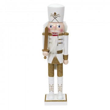 Decoratiune Craciun Spargator de nuci alb auriu 36cm