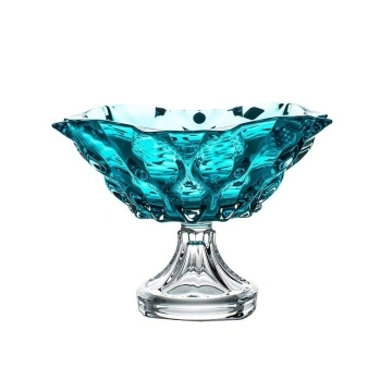 Cristal Bohemia - Fructiera cu picior 30 cm Zefir Albastru Aqua