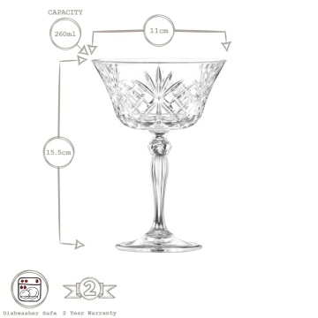 Cupe de sampanie Pahare de Cristal La Scala 260 ml - Img 3