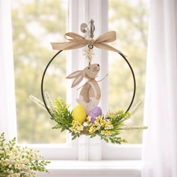 Decor Coronita de Paste cu Oua si Iepuras 23,5 cm