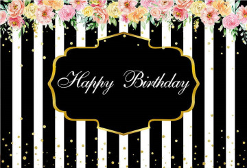 Felicitare aniversara Lux Happy Birthday - Black and White Stripes
