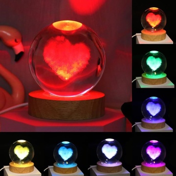 Lampa cu efect de bila de cristal Inimioara