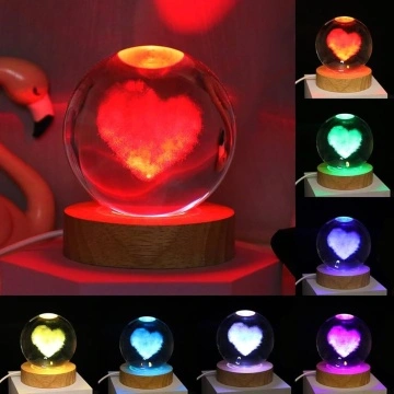 Lampa cu efect de bila de cristal Inimioara